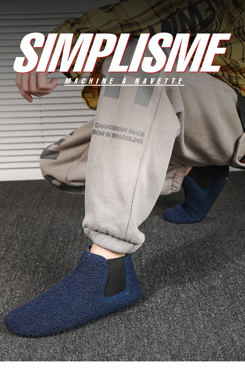YRZL, zapatos cálidos de algodón para invierno, zapatillas de interior para el hogar para hombre, zapatos informales de algodón de felpa con parte inferior fina, zapatillas antideslizantes de suela suave para hombre