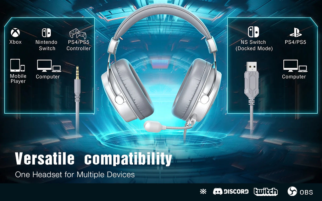 FIFINE-auriculares para juegos USB con sonido envolvente 7,1/conector de 3,5mm/micrófono, auriculares con cable sobre la oreja para PC PS4/5 Xbox Ampligame H9W