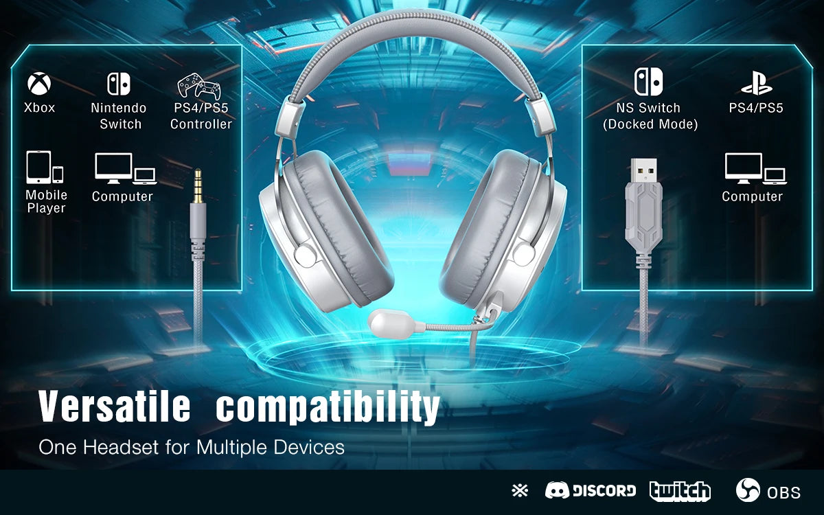 FIFINE-auriculares para juegos USB con sonido envolvente 7,1/conector de 3,5mm/micrófono, auriculares con cable sobre la oreja para PC PS4/5 Xbox Ampligame H9W