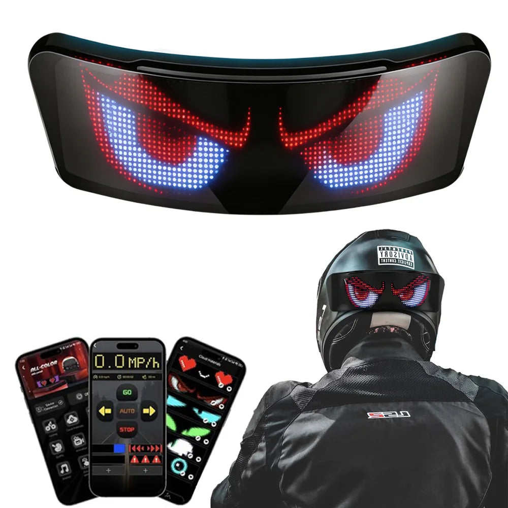 Pantalla LED para Casco, Luces Intermitentes para Casco de Motocicleta, Control por Aplicación, Luz Trasera de Advertencia LED para Casco de Motocicleta