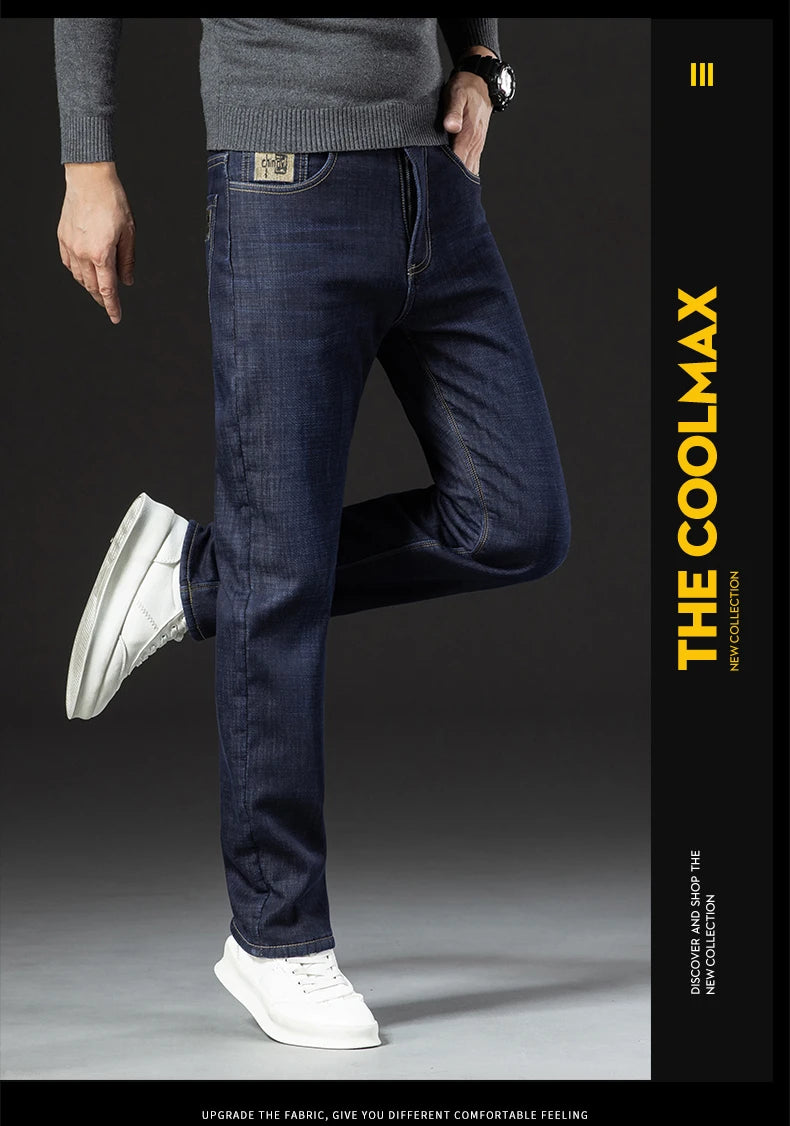 Pantalones Vaqueros de Invierno para Hombre, Forro de Cordero, Talla Grande
