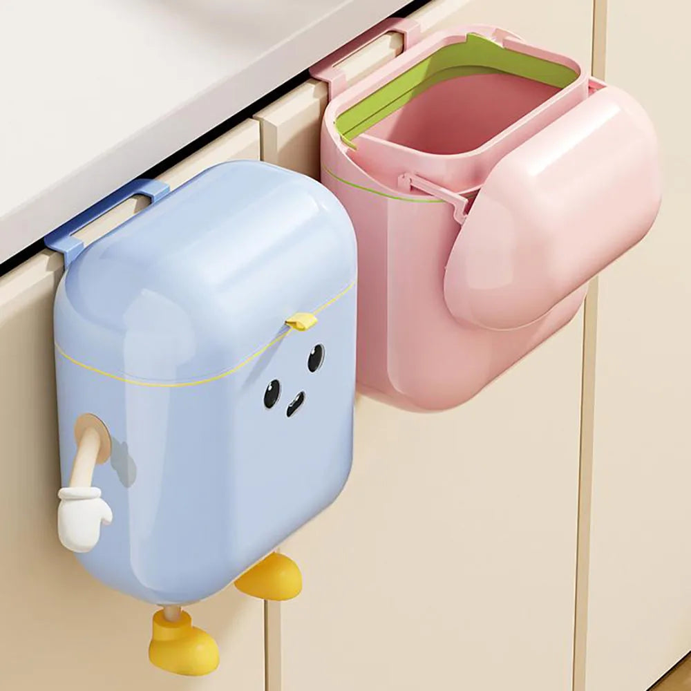 Cubo de abono de cocina para encimera o debajo del fregadero, cubo de basura colgante de plástico con tapa, cubo de basura montado en la pared para baño,