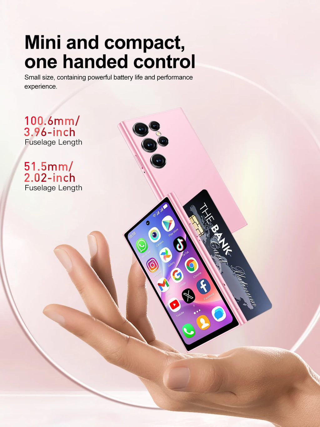 SERVO S27 MINI Android Palm Smartphone 3G WCDMA RAM 2GB ROM 16GB Google Play Desbloqueo facial Dual SIM Pantalla de 4,0 "Mini teléfonos inteligentes