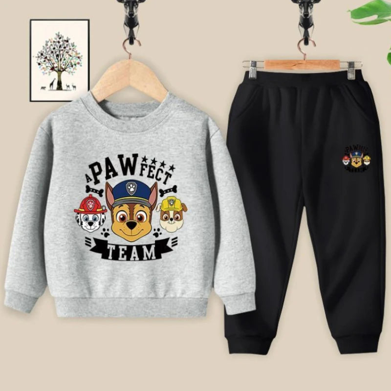 PAW Patrol-Conjuntos de ropa para niños, jersey con cuello redondo y pantalón largo, traje de dos piezas, sudaderas finas, primavera y otoño