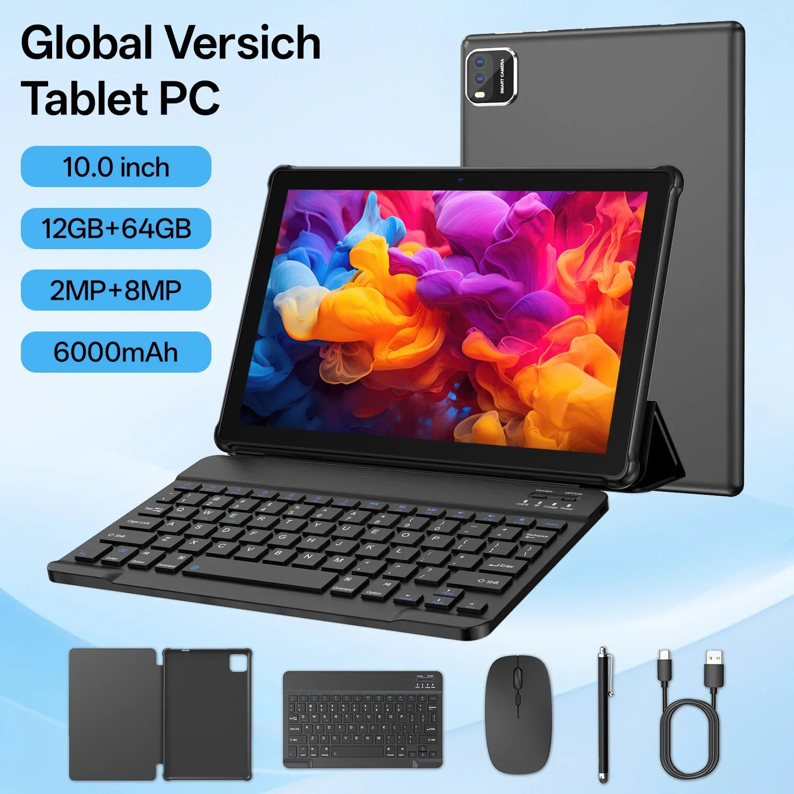 Tablet BAKEN 10 pulgadas Android 15, cuatro núcleos, 12 GB + 64 GB, WiFi 6