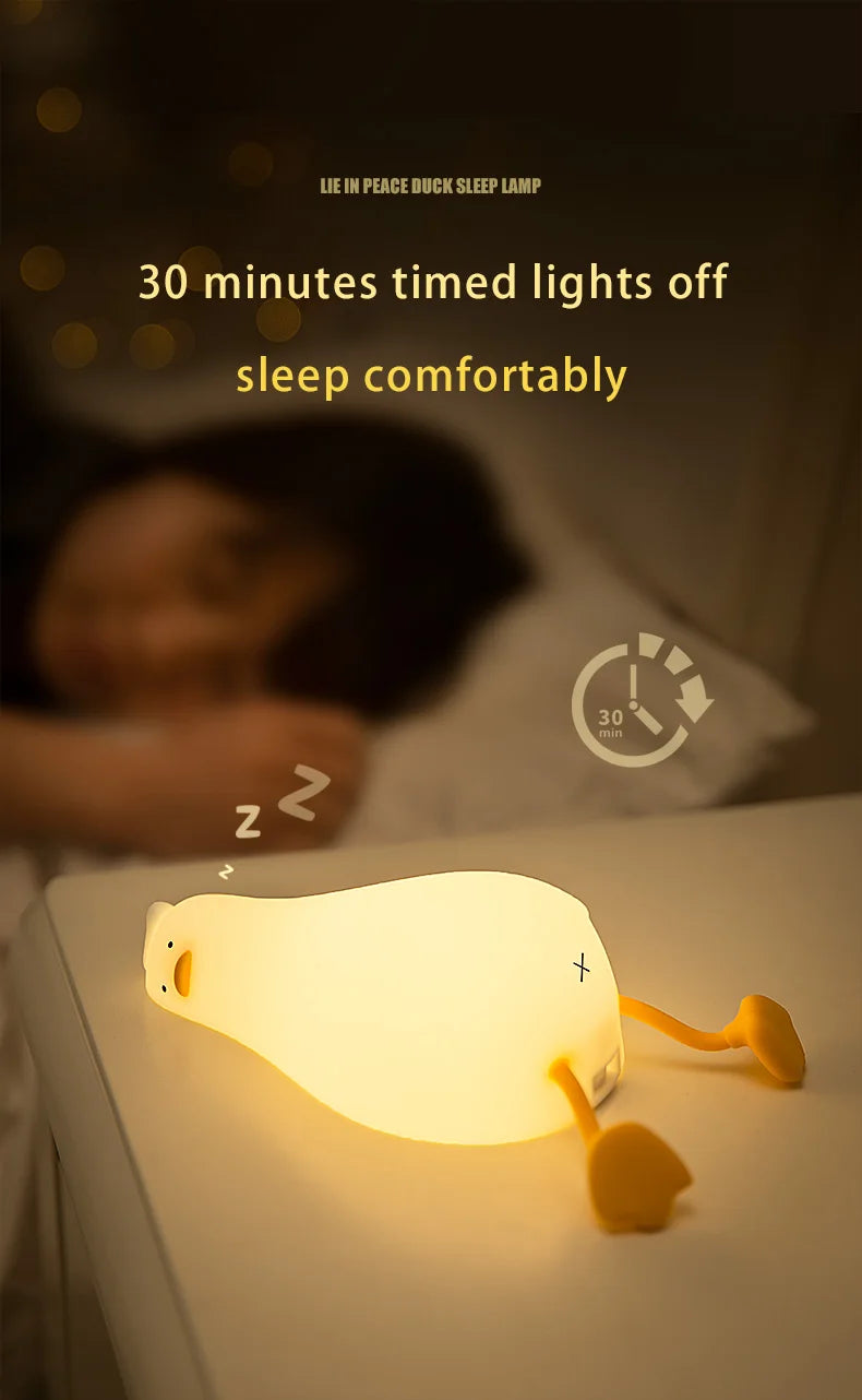 Lámpara LED Nocturna de Silicona con Forma de Pato