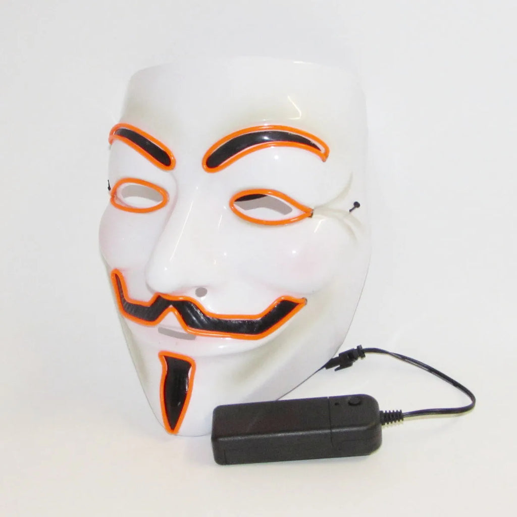 Máscara LED de Vendetta para Halloween, Discoteca, Carnaval, Fiesta, Decoración, Cosplay, Máscara Brillante de Guy Fawkes