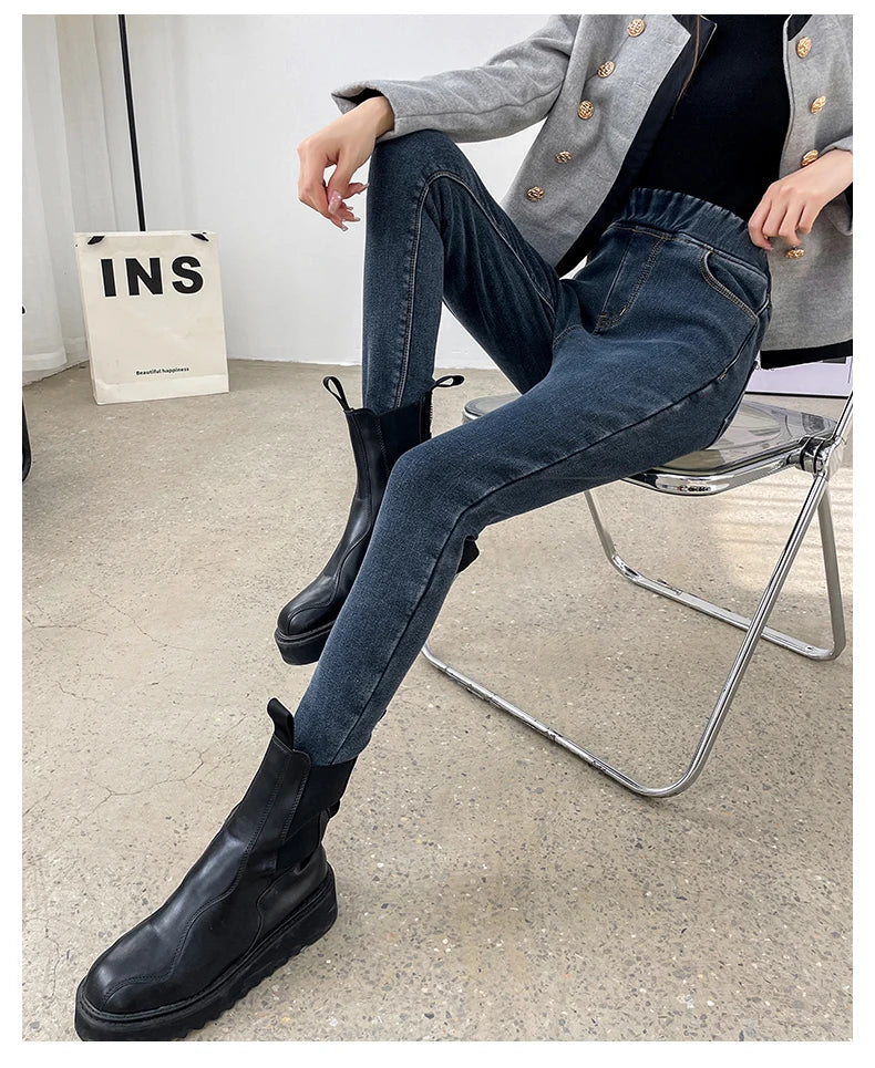 Pantalones Vaqueros de Invierno con Forro de Lana para Mujer