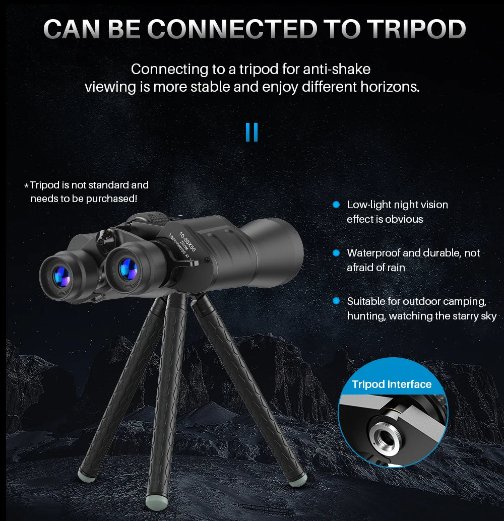 Binoculares APEXEL 10-30x50 Zoom para Caza, Camping y Senderismo