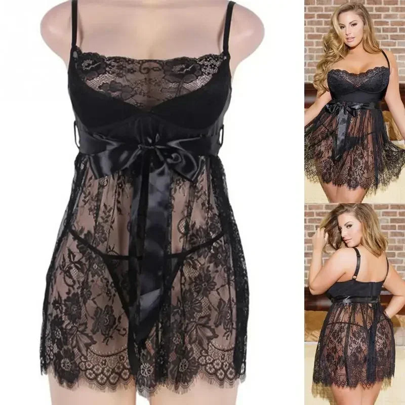 Lencería Babydoll Sexy para Mujer, Encaje Transparente Tallas Grandes