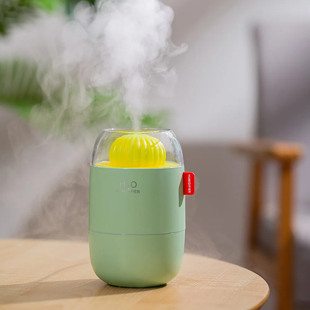 Humidificador de Cactus, luz nocturna de ambiente, modo de pulverización de dos engranajes, humidificación silenciosa aplicable a dormitorio, oficina, sala de estar