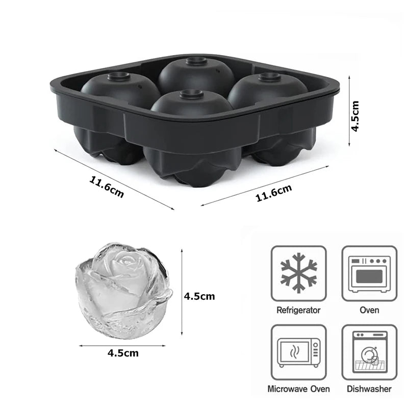 Bandeja de silicona para cubitos de hielo con forma de rosa