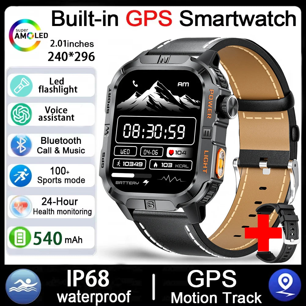 Reloj Inteligente Militar con GPS, LED, Brújula e IP68