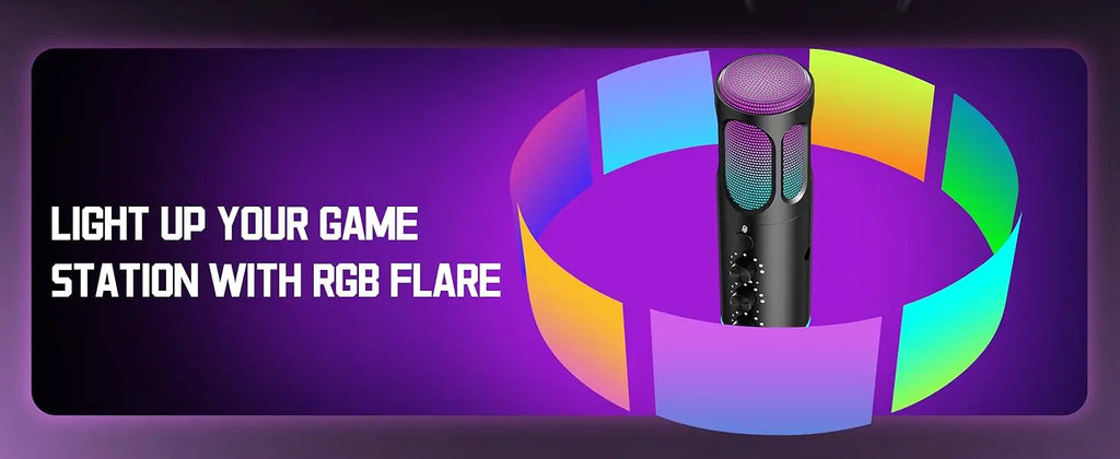 Micrófono USB para Juegos PUPGSIS, Micrófono de Condensador con Cancelación de Ruido, Silenciador, Ganancia, Luces RGB, Soporte de Brazo para Streaming, PC