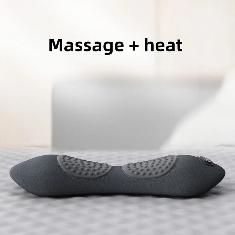 Masajeador de espalda 3 en 1 - Masajeador lumbar eléctrico con calor, vibración y tracción, almohada de soporte lumbar para relajación profunda de los tejidos de la espalda