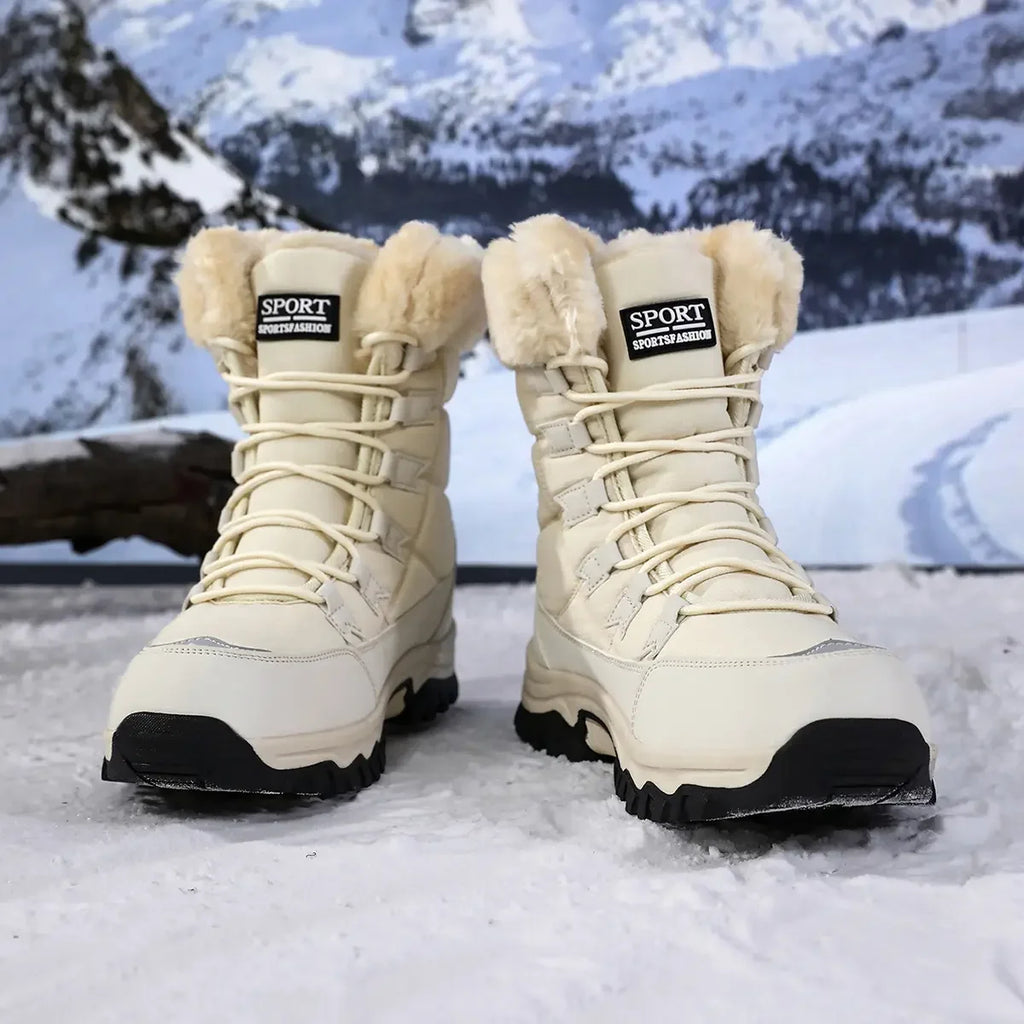 Botas de nieve para mujer forradas de felpa antideslizantes y cálidas