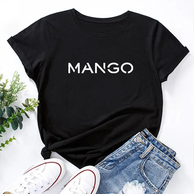 Camiseta de Algodón de Manga Corta para Mujer