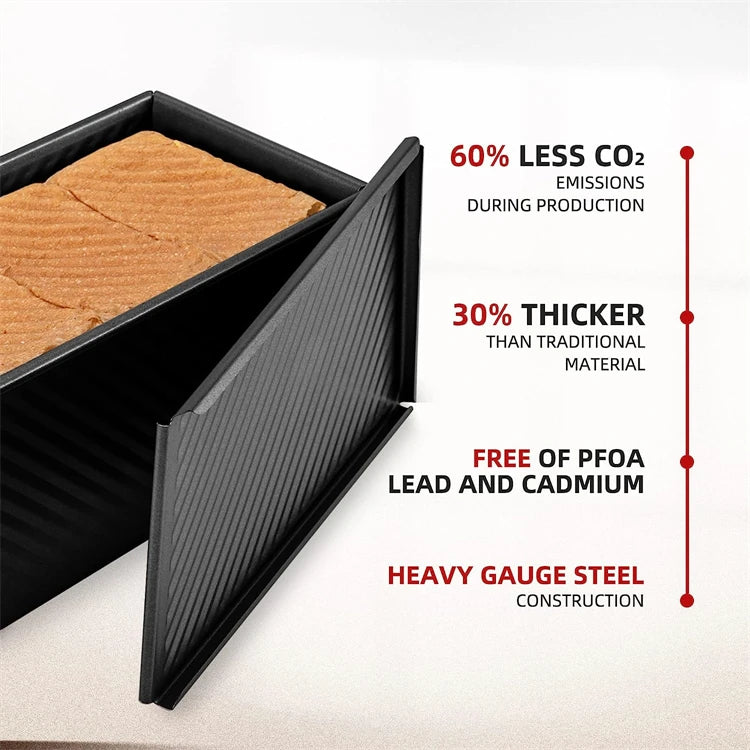 LMETJMA-artén para pan Pullman con tapa, 1 lb, sartén antiadherente para pan, caja para tostadas corrugada rectangular de acero al carbono, molde para pastel JT157