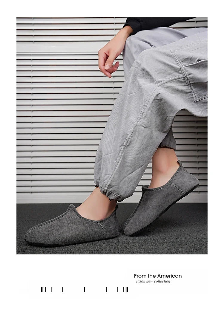 YRZL zapatos de algodón de invierno para hombre, zapatillas ligeras sin cordones cálidas, mocasines de algodón de felpa para dormitorio y hogar, zapatos cálidos de invierno Unisex
