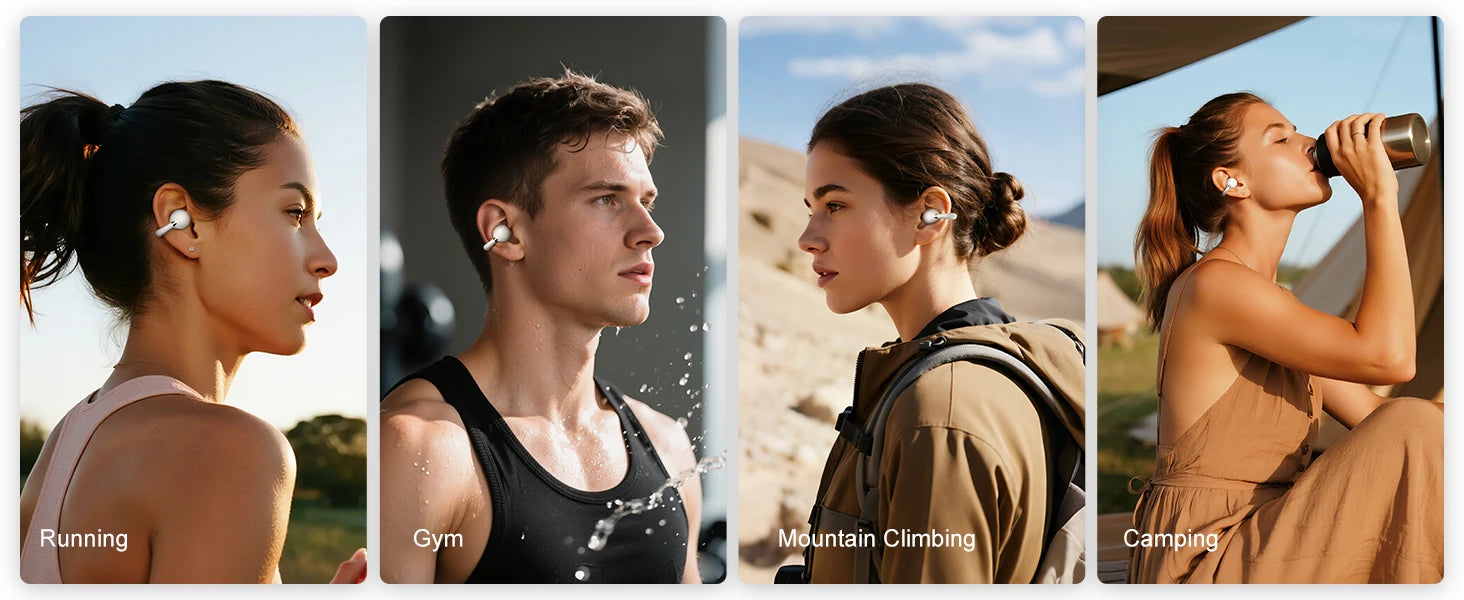 Ortizan OHAYO-A7 Auriculares con clip, auriculares abiertos ligeros y cómodos, auriculares deportivos inalámbricos con llamadas ENC AI 4 micrófonos