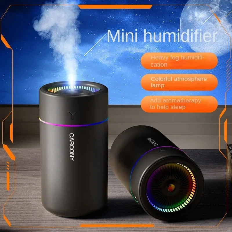 Mini humidificador de aire 280ml con difusor de aromas y luz de colores