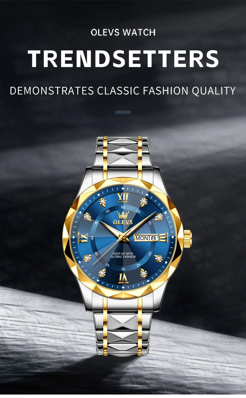 Reloj de Cuarzo OLEVS para Hombre con Calendario de Acero Inoxidable
