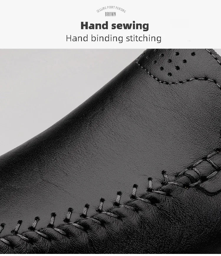 CLOHOO Zapatos casuales de negocios para hombres Costuras de cuero Cómodo Fondo de goma transpirable Segunda capa de piel de vaca