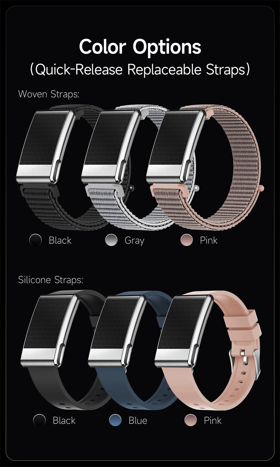 Pulsera inteligente ECG con monitor de salud, frecuencia cardíaca y ácido úrico, IP68