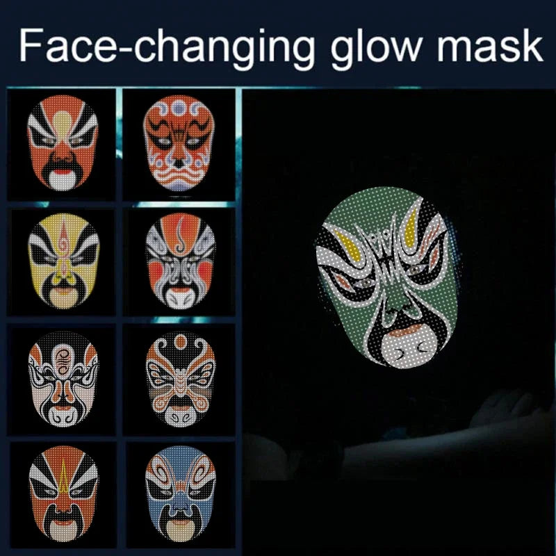 Máscara de luz LED inteligente programable con control por aplicación Bluetooth y pantalla para fotos personalizadas para cosplay, fiestas de Halloween