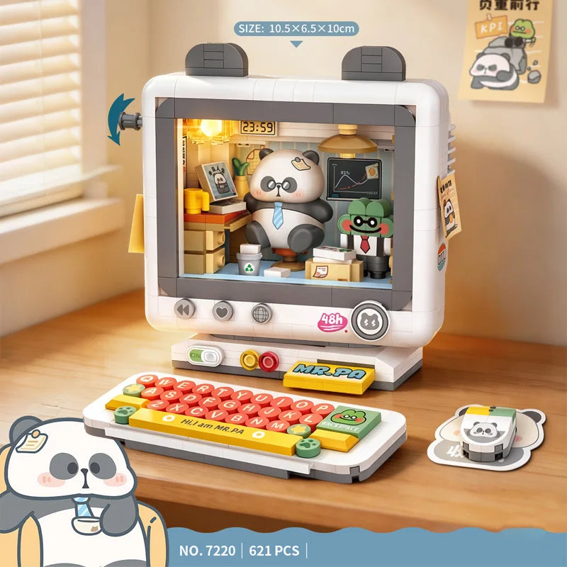 Serie de Juguetes y Electrónica Retro LOZ, Juego de Bloques de Construcción de Computadora Tostadora con Luces, Juguetes de Escritorio, Adorno, Regalo de Cumpleaños