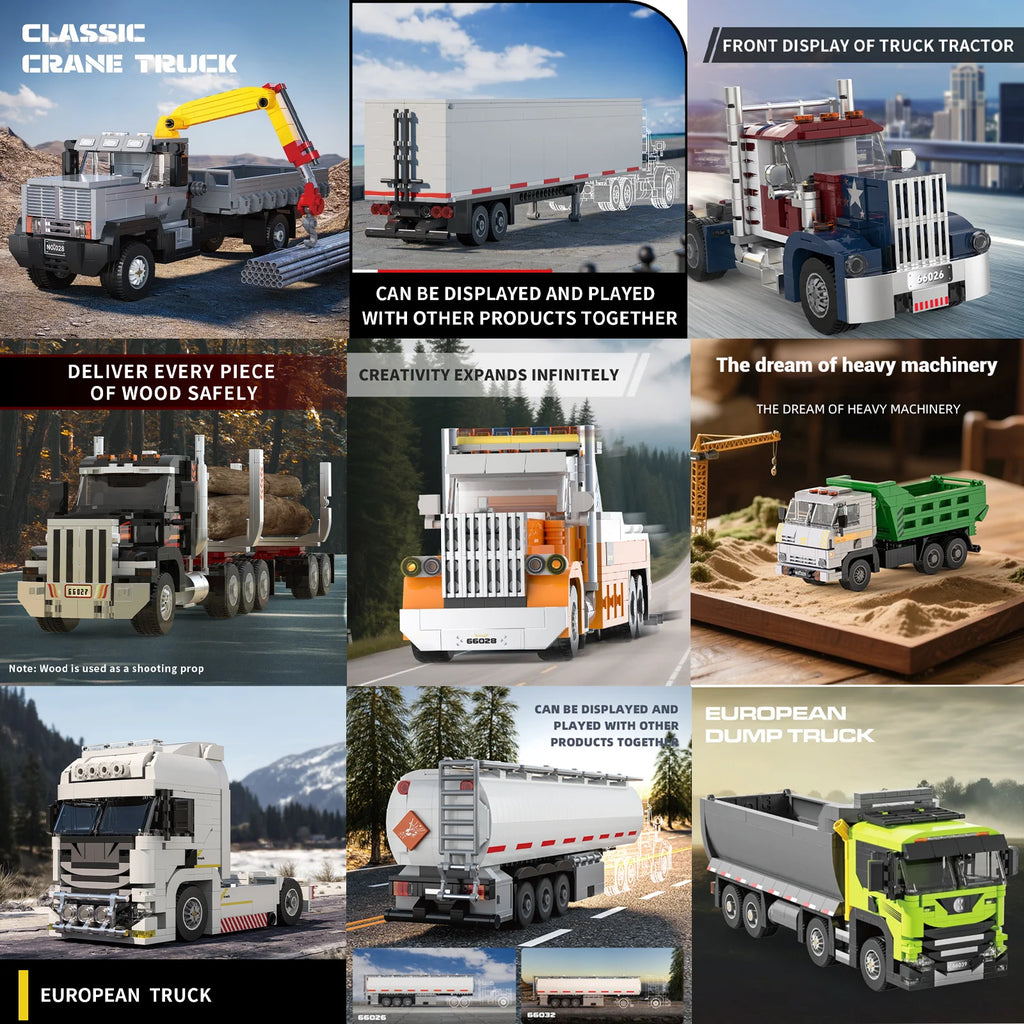 Bloques de Construcción de Camiones Europeos, Modelo DIY, Remolque Grande, Camión Cisterna, Decoración de Escritorio, Regalo Coleccionable para Adultos, Cumpleaños, Festividades
