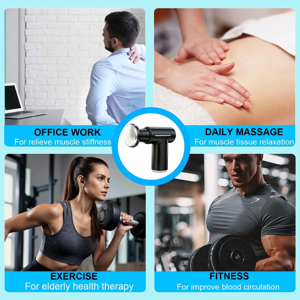 Pistola de masaje de tejido profundo con calor frío, 6 velocidades, masajeador de percusión manual, pistola de Fascia para cuerpo, espalda, cuello, pierna, herramientas de masaje