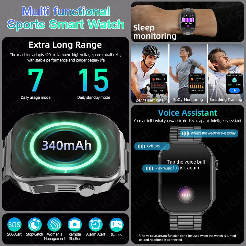Reloj Inteligente LIGE Pantalla Curva 3D 2.2 Pulgadas