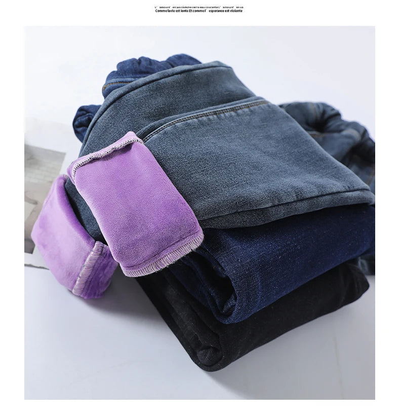 Pantalones Vaqueros de Invierno con Forro de Lana para Mujer