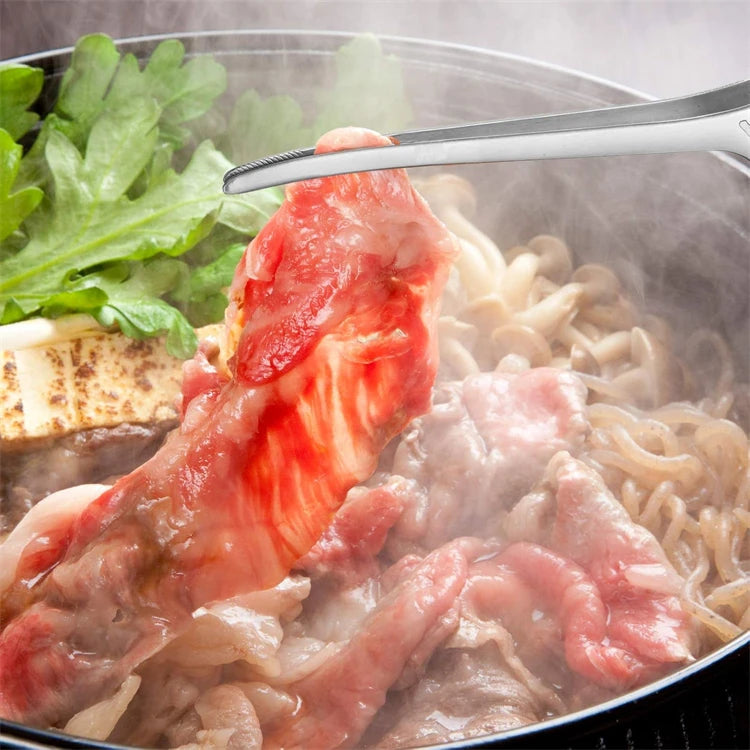 LMETJMA Pinzas para parrilla de acero inoxidable Patelai Pinzas para barbacoa coreanas y japonesas Pinzas para alimentos antideslizantes Pinzas autoportantes para cocina JT502