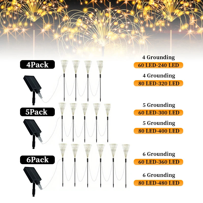 Pack 6 Lámparas Solares LED de Jardín IP65 con 8 Modos