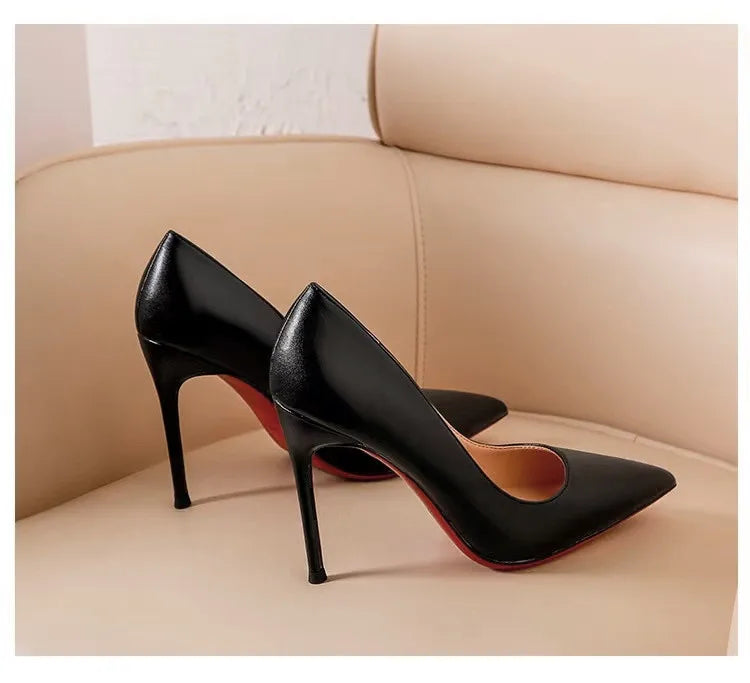 Zapatos de Tacón Alto de Punta Fina para Mujer – Cuero Mate