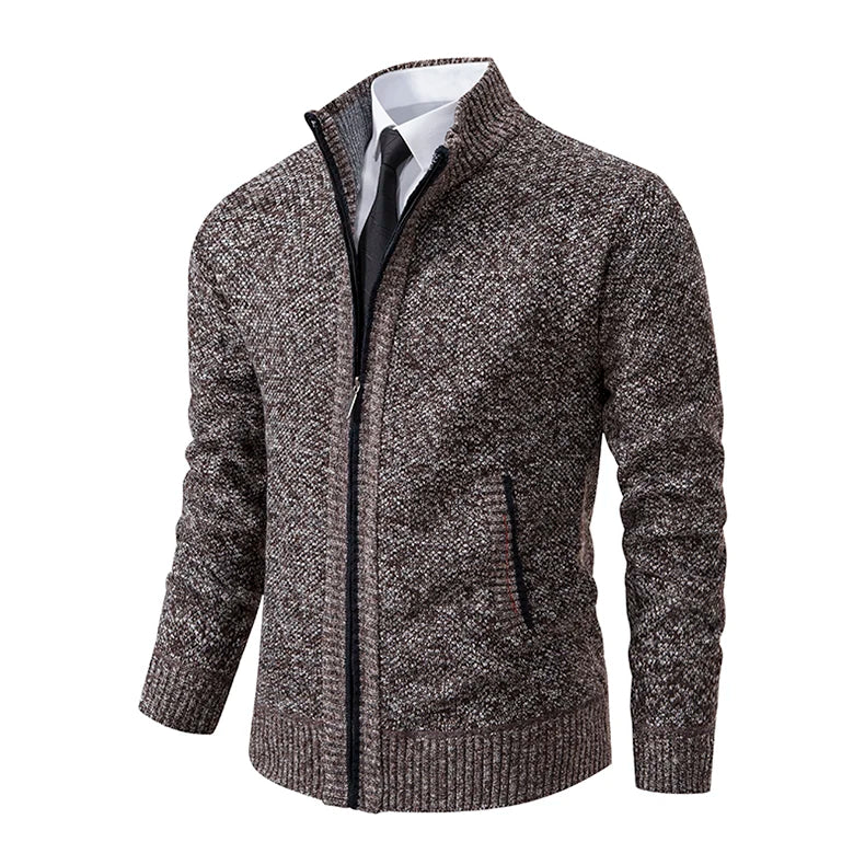 Buzo Cárdigan con Cremallera para Hombre – Cuello Alto y Forro Polar