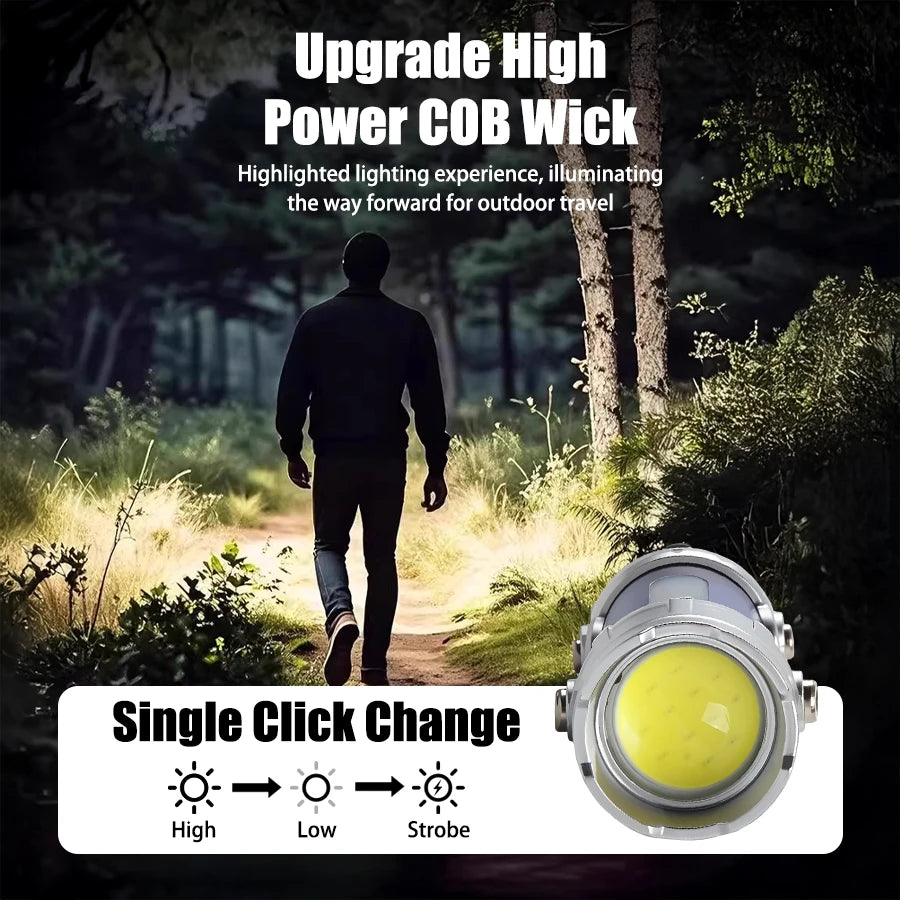 Mini Linterna LED COB Recargable USB con Imán Camping Emergencia