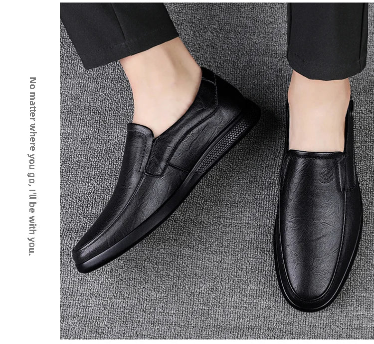 CLOHOO Zapatos casuales de negocios para hombres Calzado de cuero con parte inferior de goma de piel de vaca en capas hecho a mano para oficina y ocio