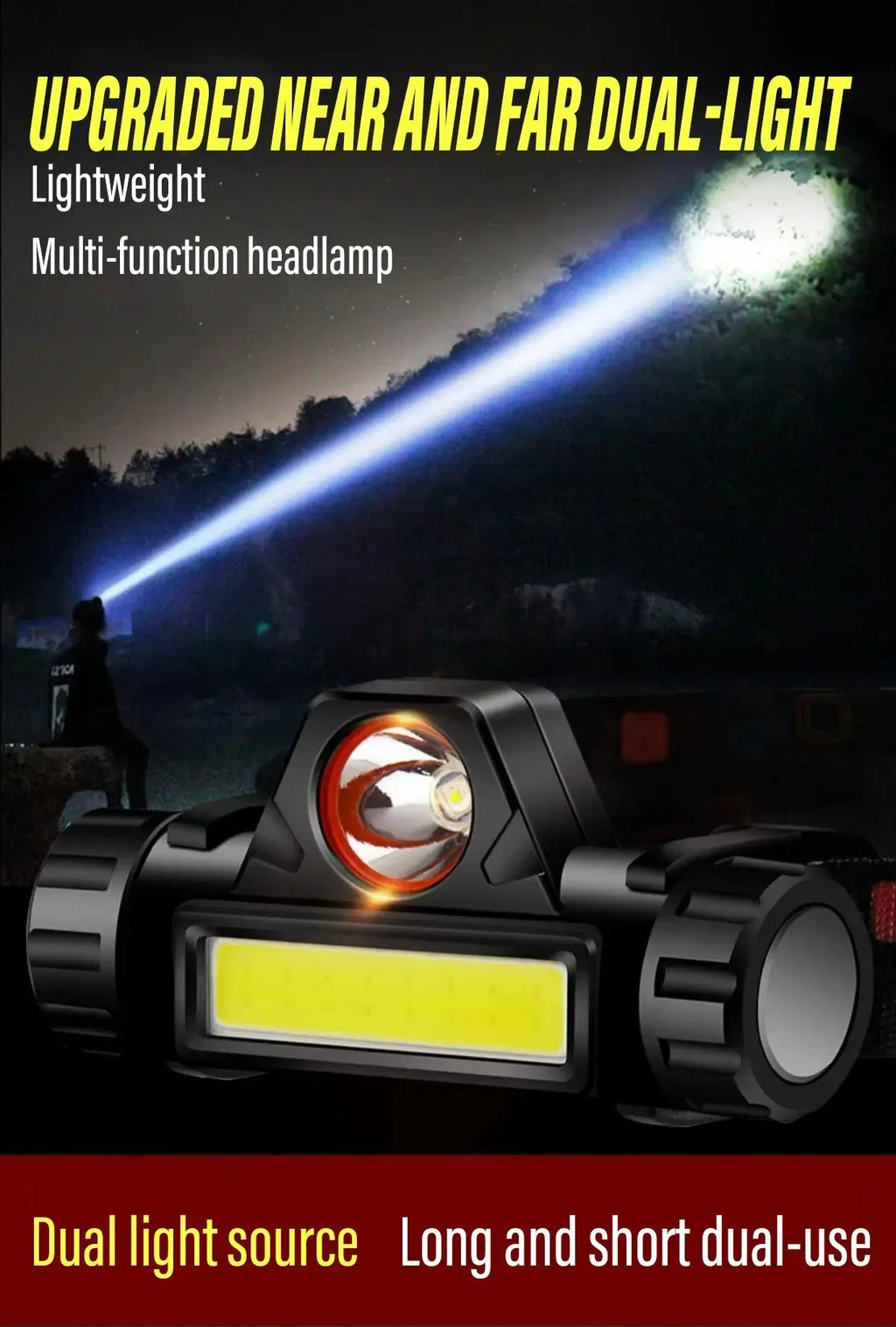 Linterna Frontal LED Recargable para Pesca y Camping XPE COB