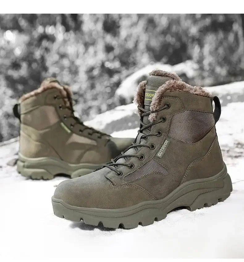 Botas de nieve para hombre forradas de piel, cálidas y antideslizantes