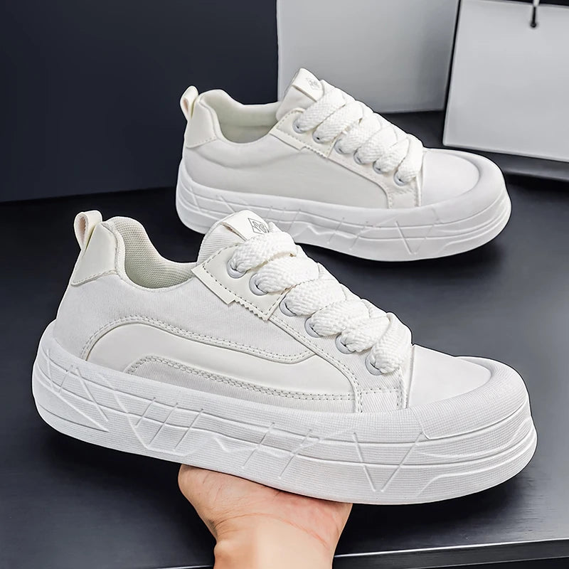 Zapatillas de skate de lona con plataforma y suela geométrica antideslizante