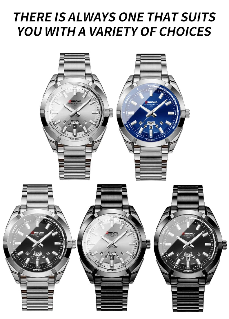 Reloj de Cuarzo BINBOND para Hombre Elegante Resistente al Agua