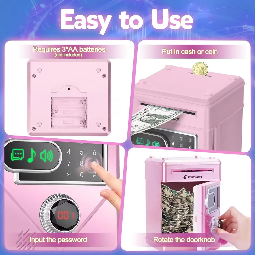Hucha Electrónica con Pantalla Táctil y Contraseña para Niños