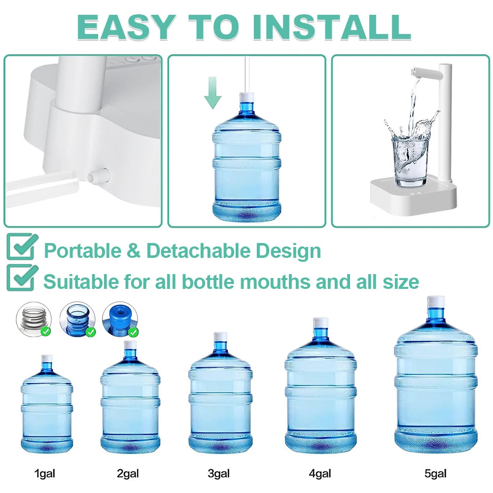 Dispensador de agua eléctrico portátil con bomba automática recargable