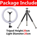 Luz de vídeo para Selfie, anillo de luz LED para Selfie, lámpara de relleno de anillo redondo regulable con trípodes de soporte para iluminación de cámara en vivo de vídeo de teléfono