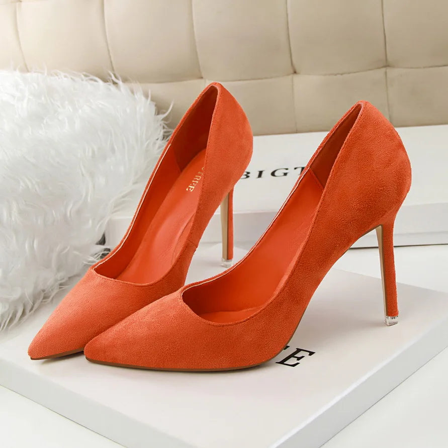 Zapatos de Tacón Alto 9cm para Mujer - Gamuza, Tallas Grandes