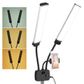 3 Modos de Iluminación con Soporte para Teléfono, Brazos Dobles Flexibles, Luz de Relleno LED Bicolor, Luz de Video LED Regulable para Transmisión en Vivo