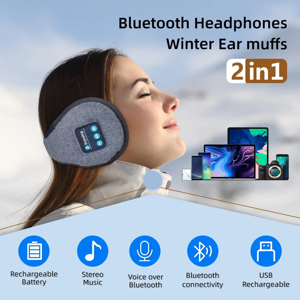 Orejeras Calentadoras con Auriculares Bluetooth Invierno